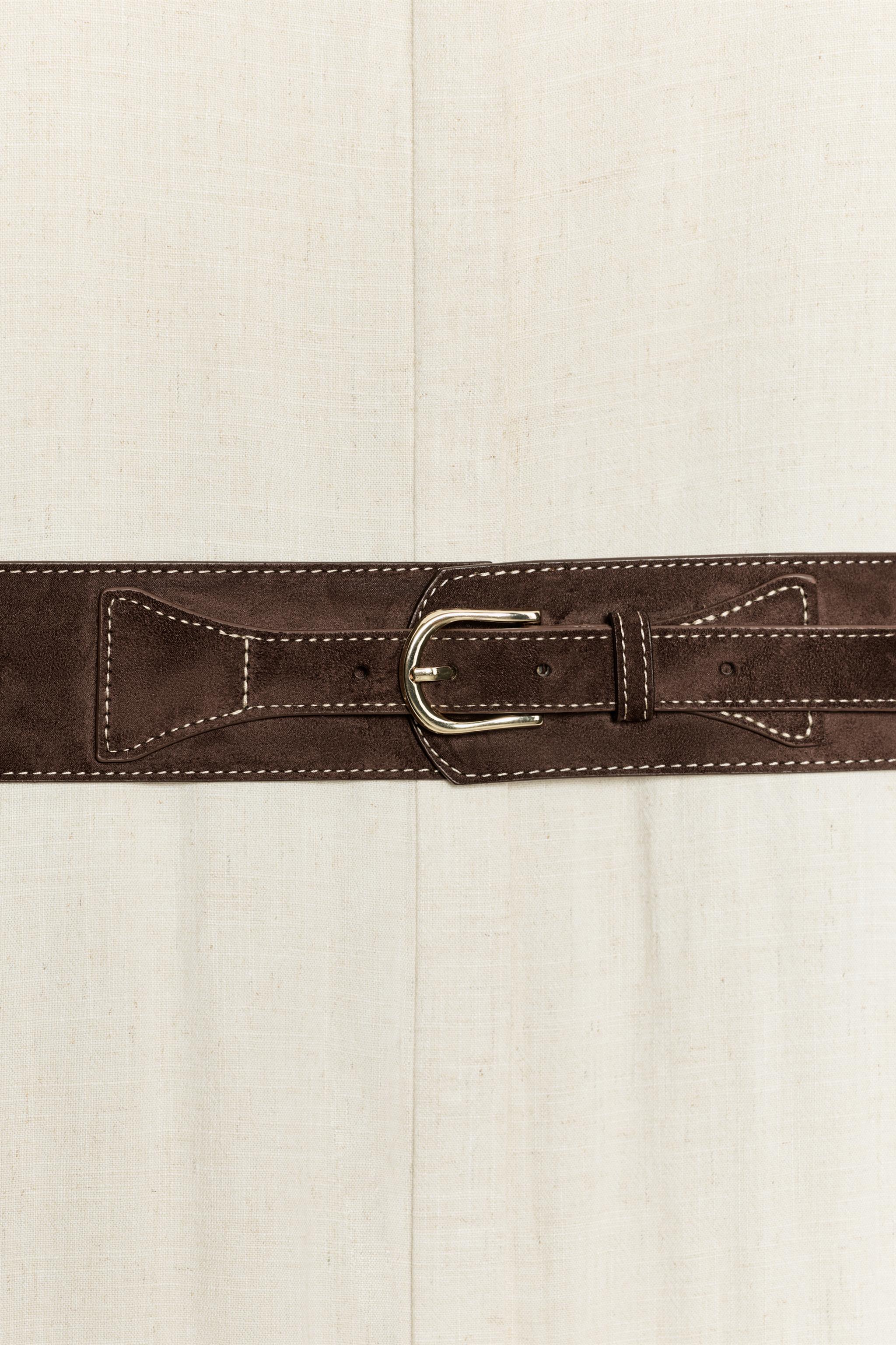 ROBE MI-LONGUE EN LIN AVEC CEINTURE