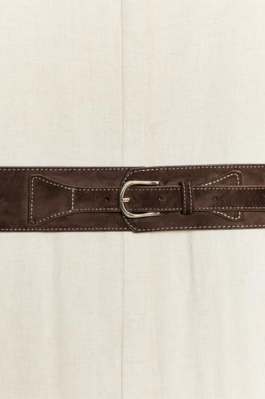 ROBE MI-LONGUE EN LIN AVEC CEINTURE - Beige clair de Zara - Image 8