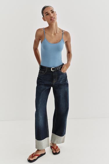 POLYAMIDE VEST TOP WITH THIN STRAPS - Light blue by Zara
