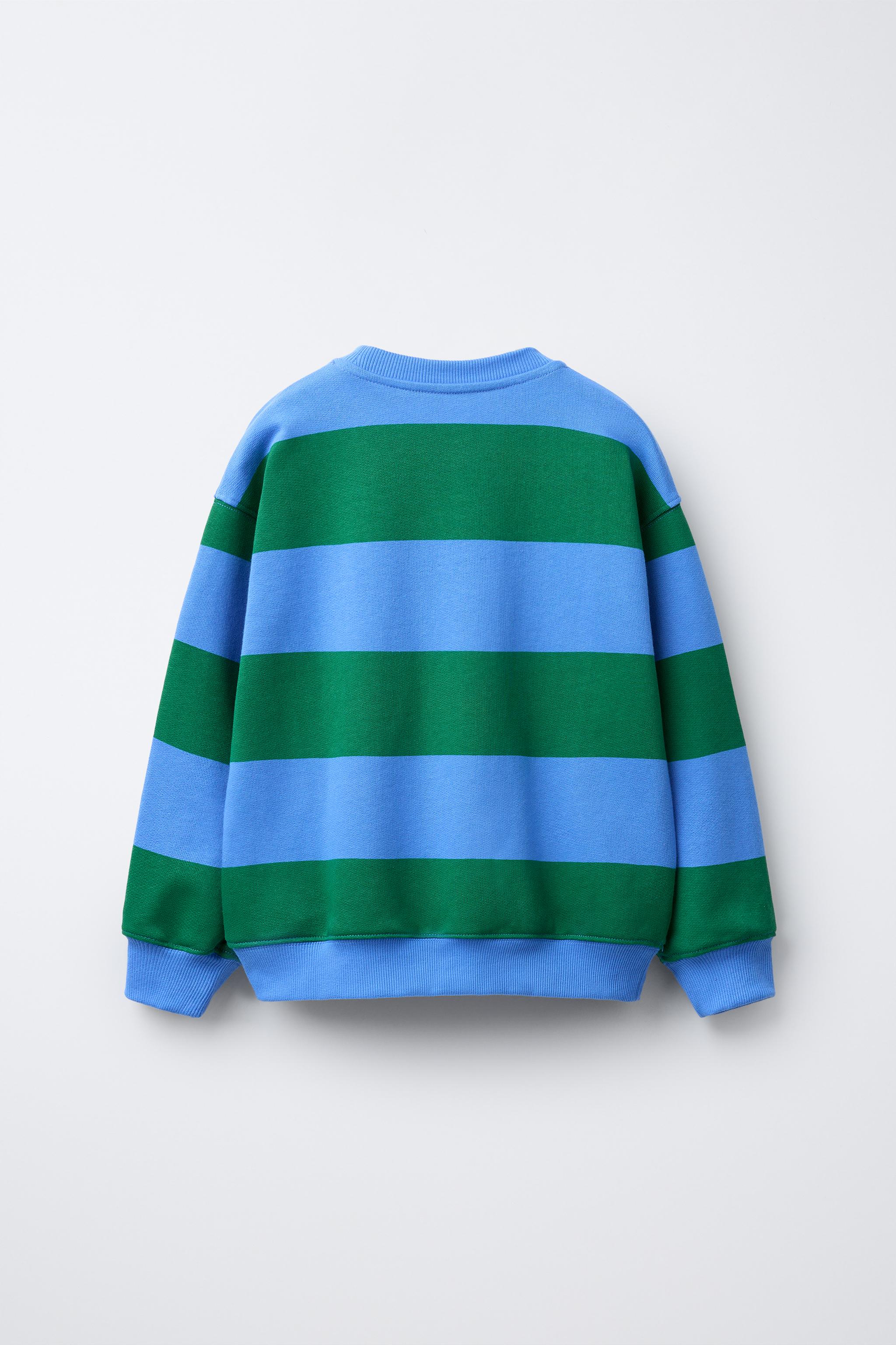 STRIPED LOGO SWEATSHIRT - Green / Blue | ZARA Canada