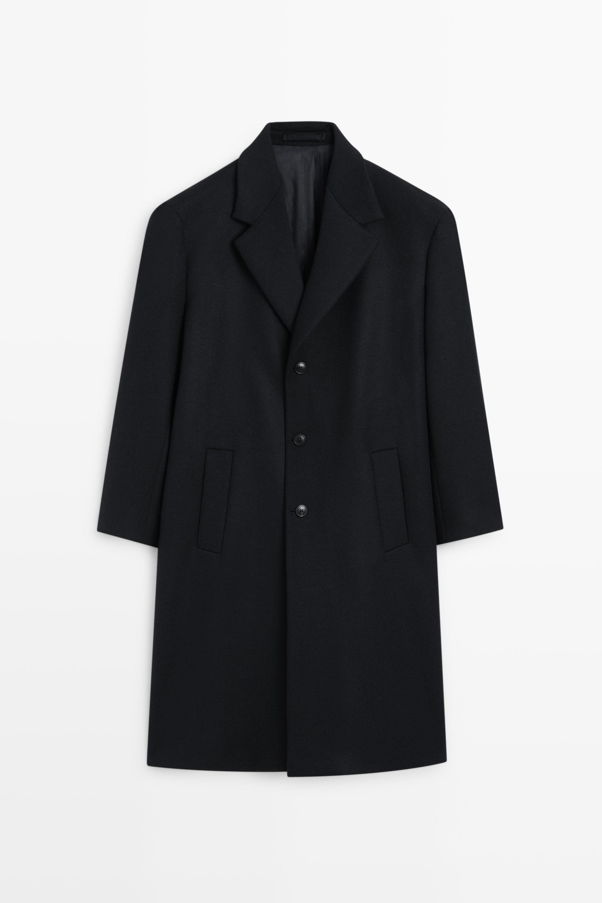 100% wool coat with lapel collar