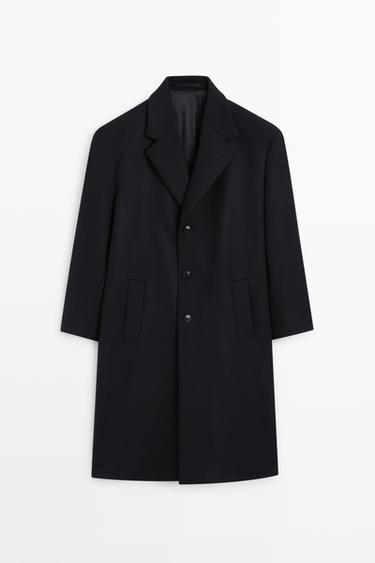 100% wool coat with lapel collar — Navy blue 2