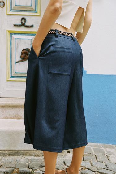 CHAIN BELT LONG BERMUDA SHORTS - Blue / Indigo by Zara - Image 4