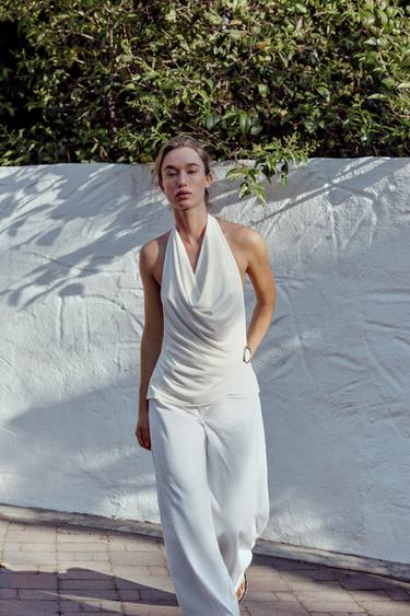 Z1975 WIDE-LEG MID-WAIST JEANS WITH SIDE SEAMS - White by Zara