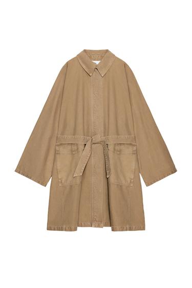 Zaras LÅNG OVERSIZE TRENCHCOAT - Brun