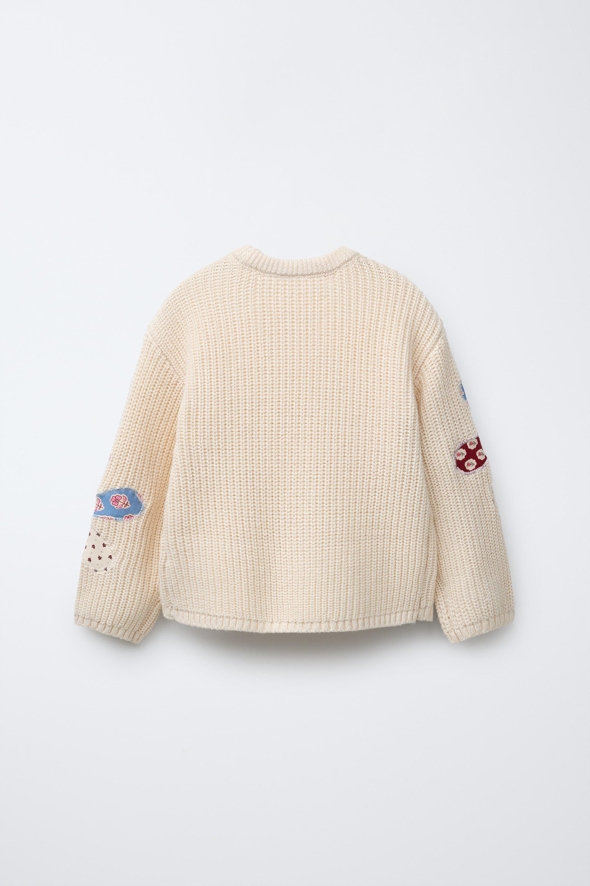 パッチワークフラワーニットセーター - エクリュ | ZARA Japan