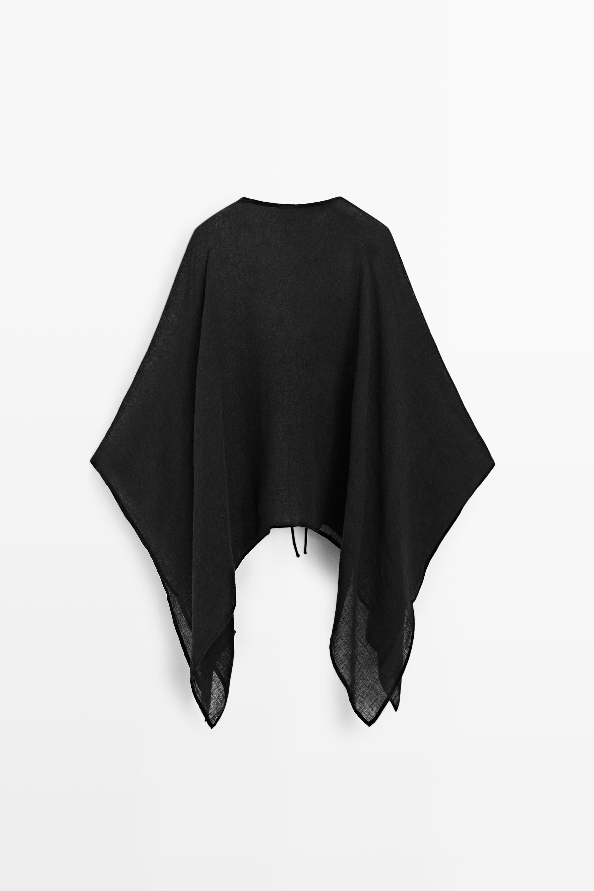 100% linen cape with tie details