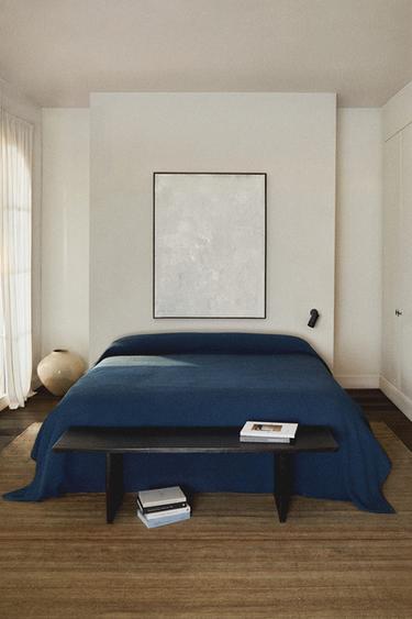 MINI WAFFLE KNIT BEDSPREAD - Navy blue by Zara