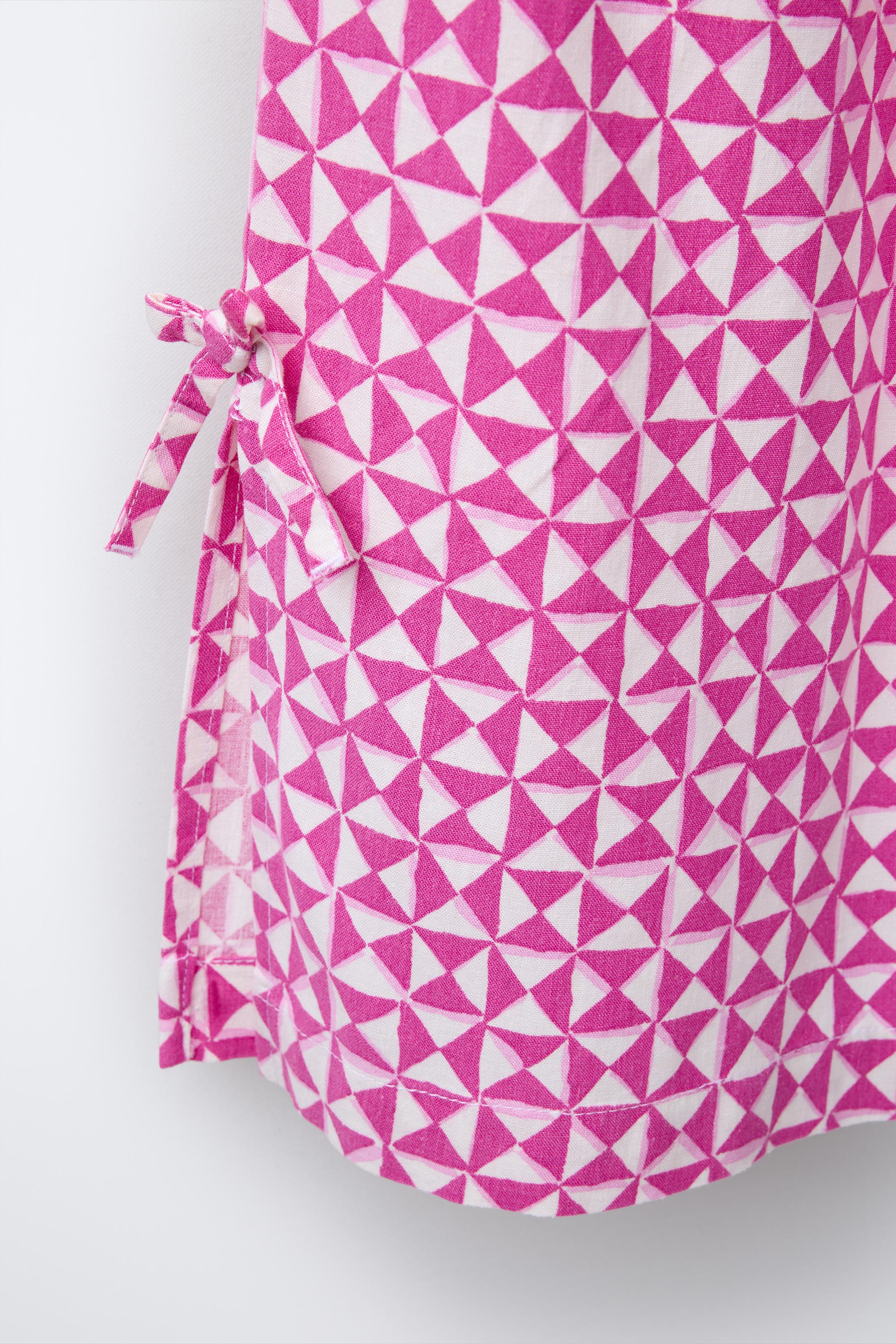 PRINTED STRAIGHT-LEG LINEN PANTS