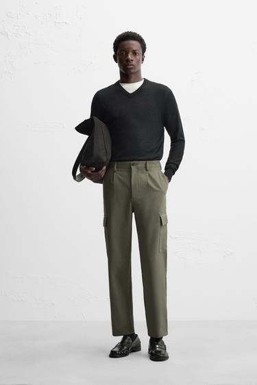 PLEATED CARGO TROUSERS - Khaki by Zara - Image 0