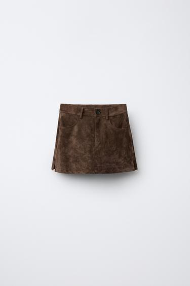 FALDA BERMUDA EFECTO ANTE - Marrón de Zara - Imagen 0