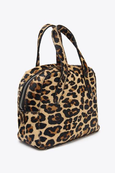 MINI BOWLING BAG WITH ANIMAL PRINT LEATHER AND SHEEPSKIN - Leopard by Zara - Image 1