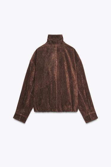 SUEDE LEATHER JACKET - Dark brown by Zara - Image 7