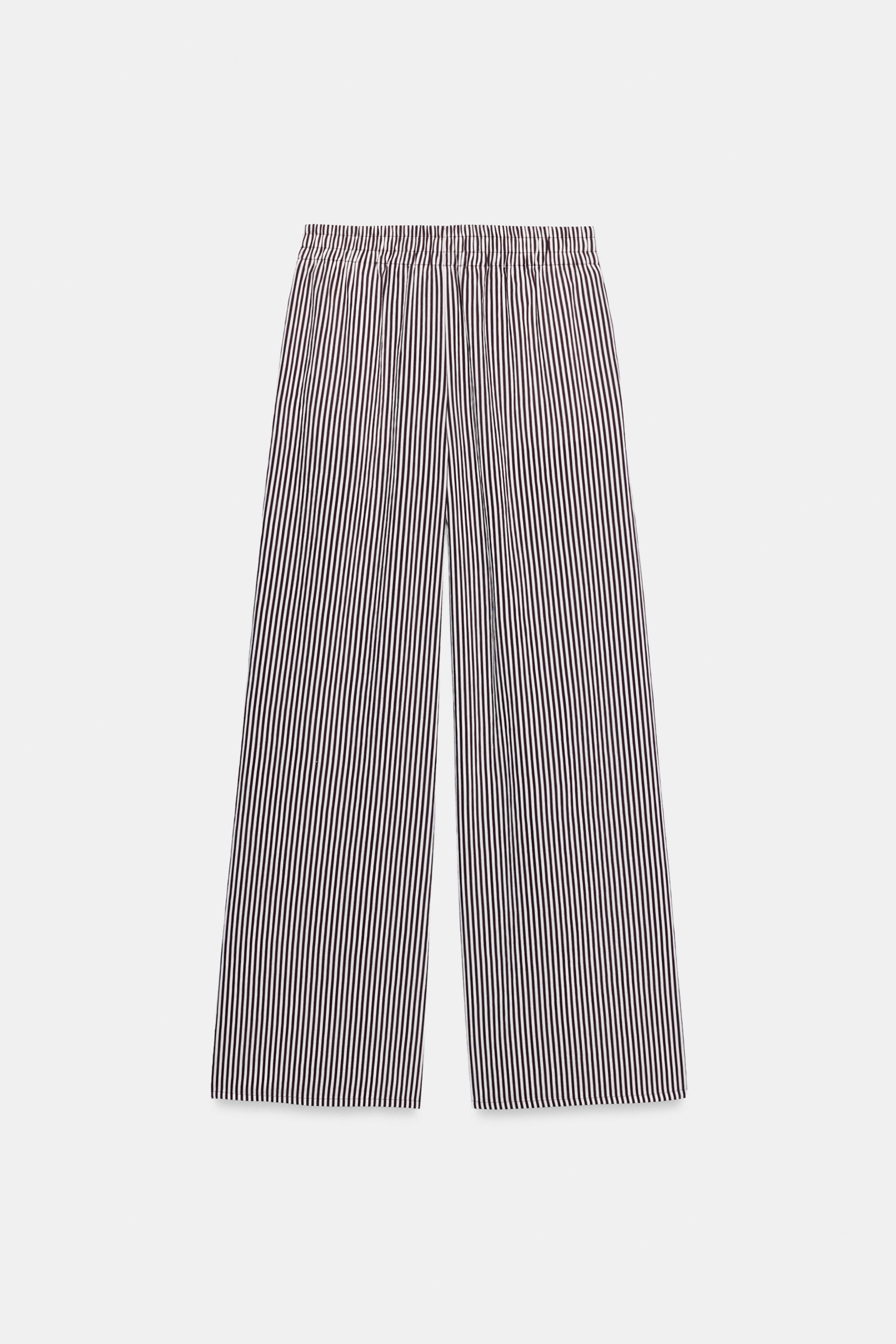 Zara Çizgili Geniş Paça Pantolon görsel 5