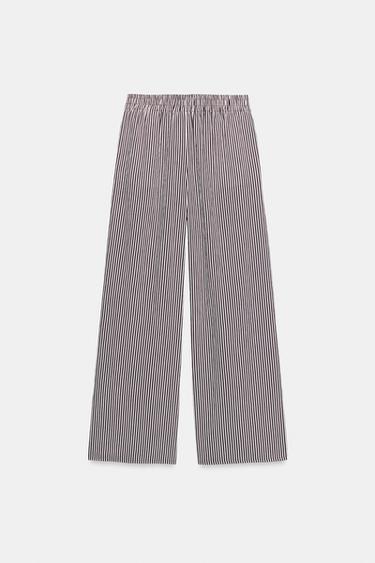 STRIPED WIDE-LEG TROUSERS - brown/white by Zara - Image 4