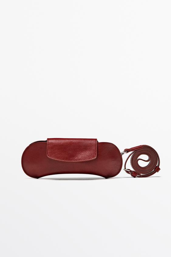 Zara Textured nappa leather glasses case - Red - Image 0