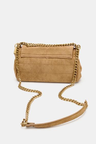 SPLIT SUEDE LEATHER SHOULDER BAG - SAND/BROWN by Zara - Image 2
