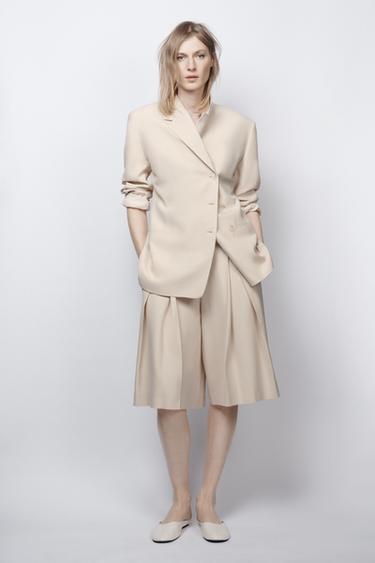 PLEATED WOOL BLEND BERMUDA SHORTS ZW COLLECTION LIMITED EDITION - Beige by Zara - Image 1