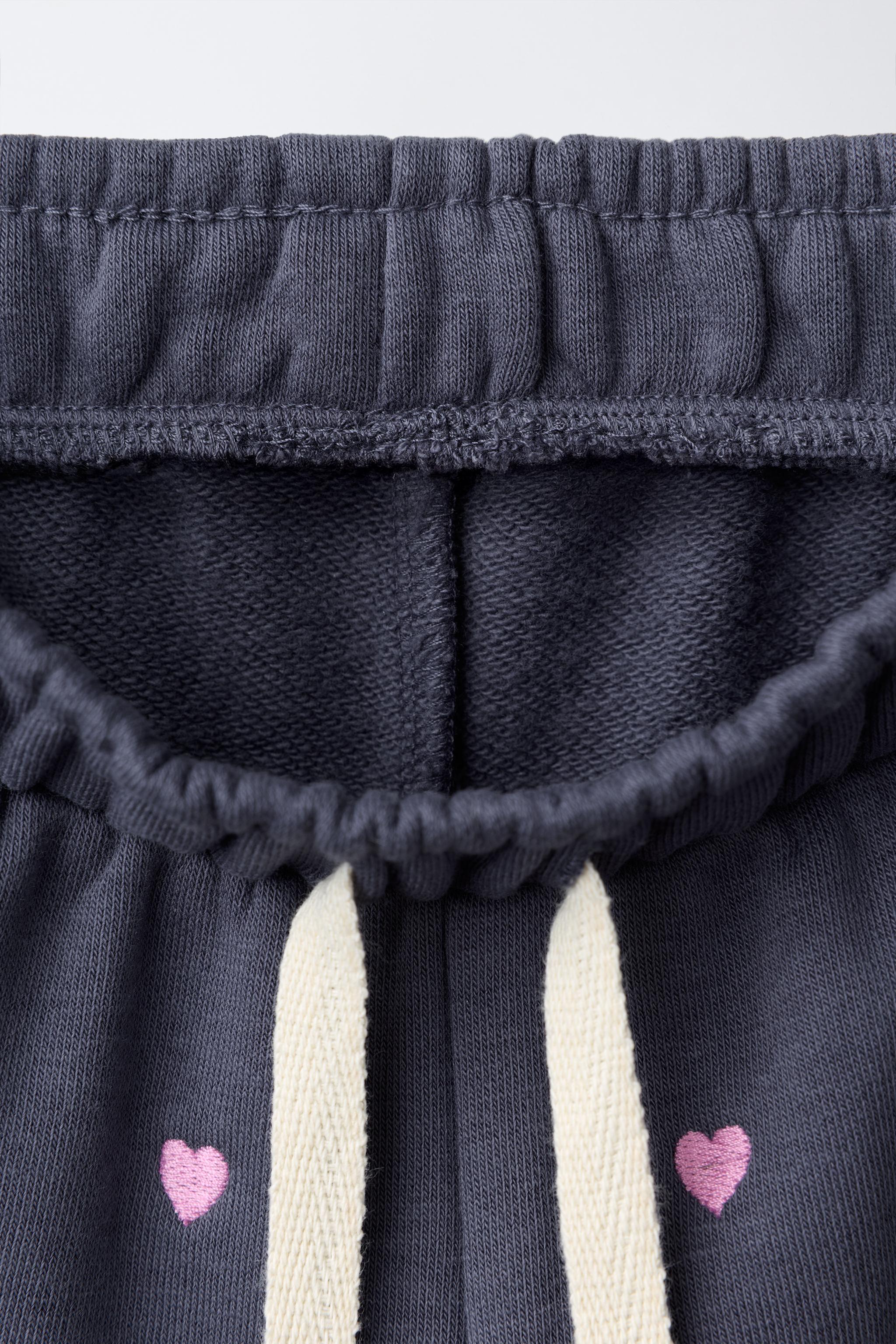 PANTALON WIDE LEG EN MOLLETON À BRODERIES OURS
