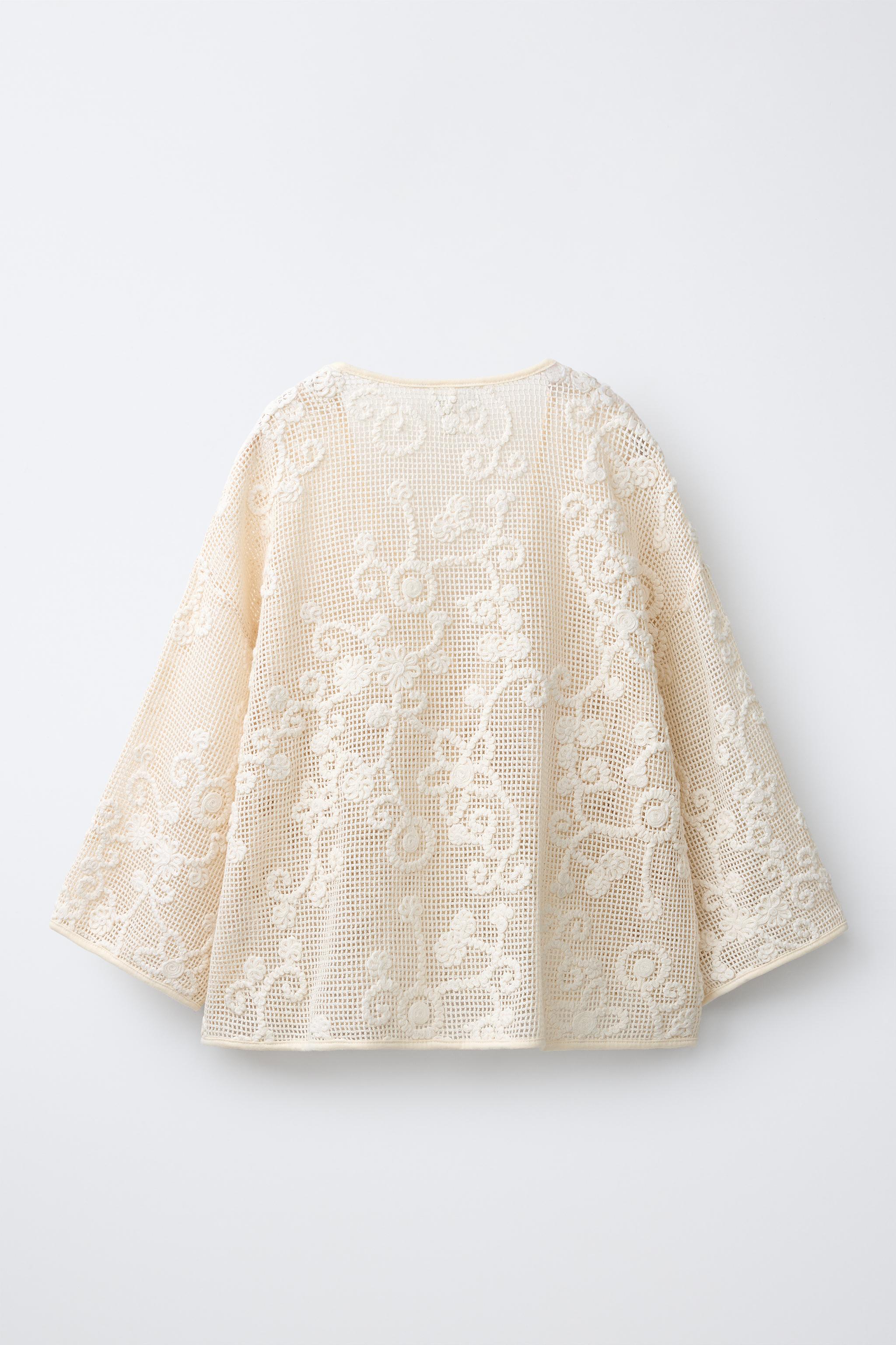 EMBROIDERED FLOWER KIMONO - Ecru | ZARA United States