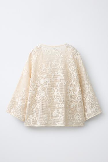KIMONO À FLEURS BRODÉES - Écru de Zara - Image 1