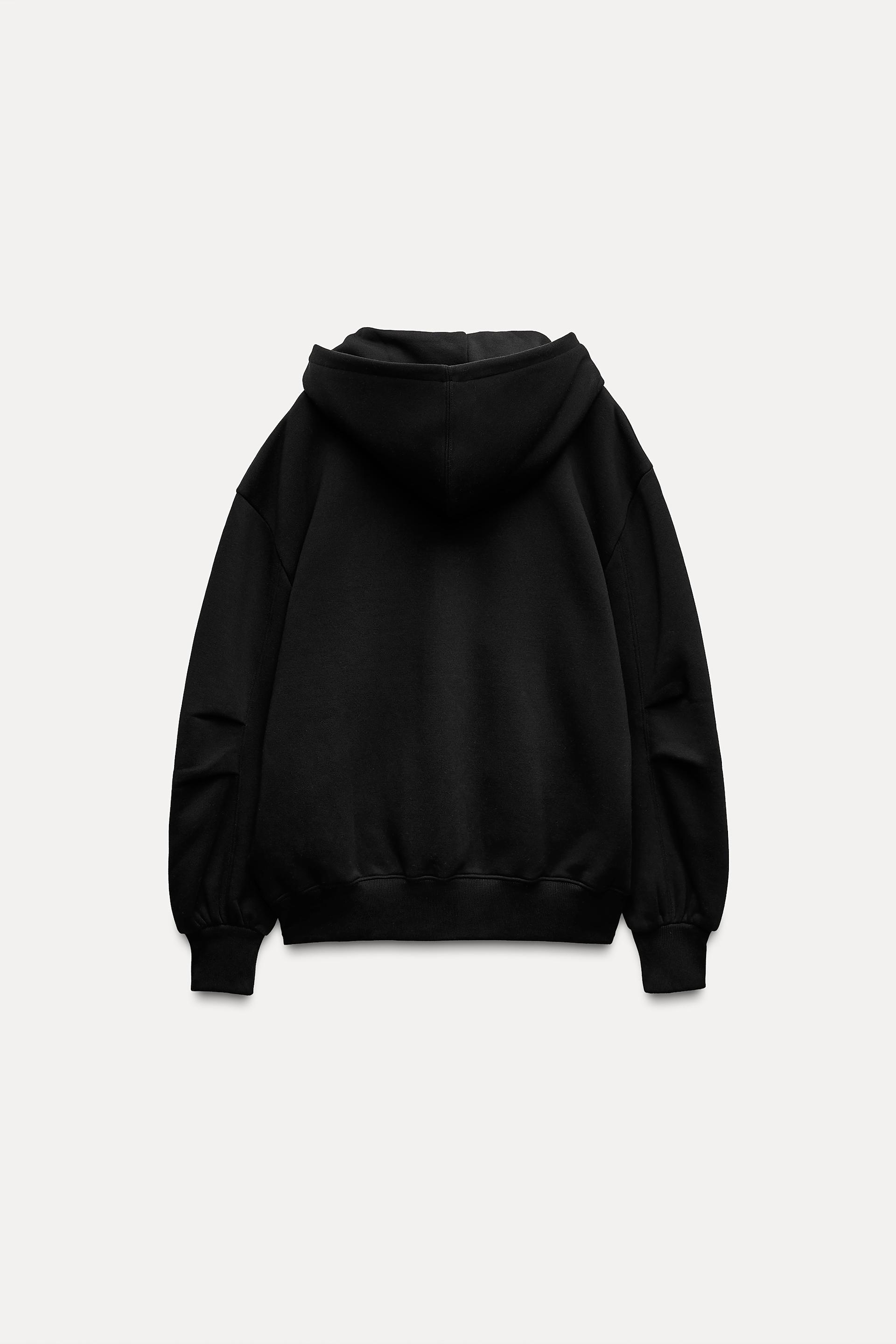 FELPA OVERSIZE CON CERNIERA Nero ZARA Italia Italy