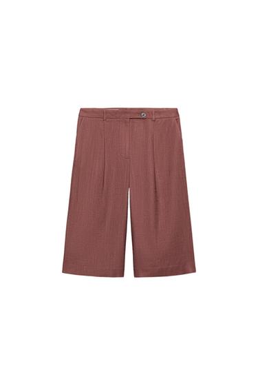 LONG LINEN BLEND BERMUDA SHORTS - MARSALA by Zara