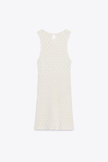 CUTWORK HALTER SHORT DRESS - Ecru by Zara - Image 5