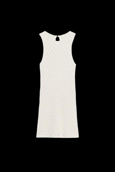 Zara CUTWORK HALTER SHORT DRESS - Ecru
