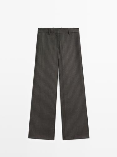 Zara 100% wool pinstripe trousers - Chocolate