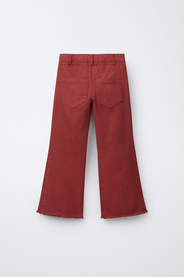 JEAN FLARE À RAYURES - Rouge de Zara - Image 1