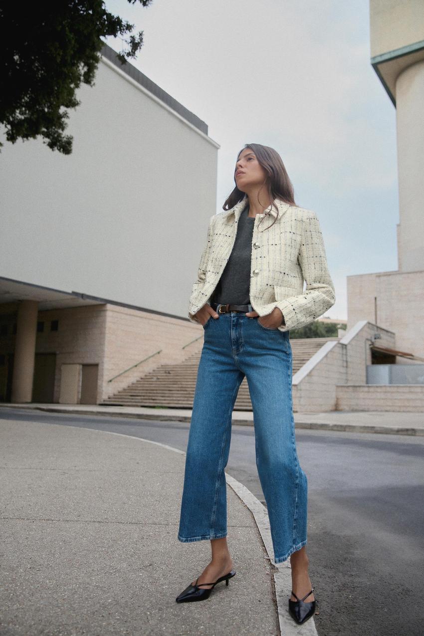 クロップド丈テクスチャー入りブレザー - エクリュ | ZARA Japan 