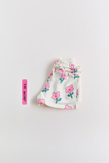 Zara PRINTED BERMUDA SHORTS - Neon pink