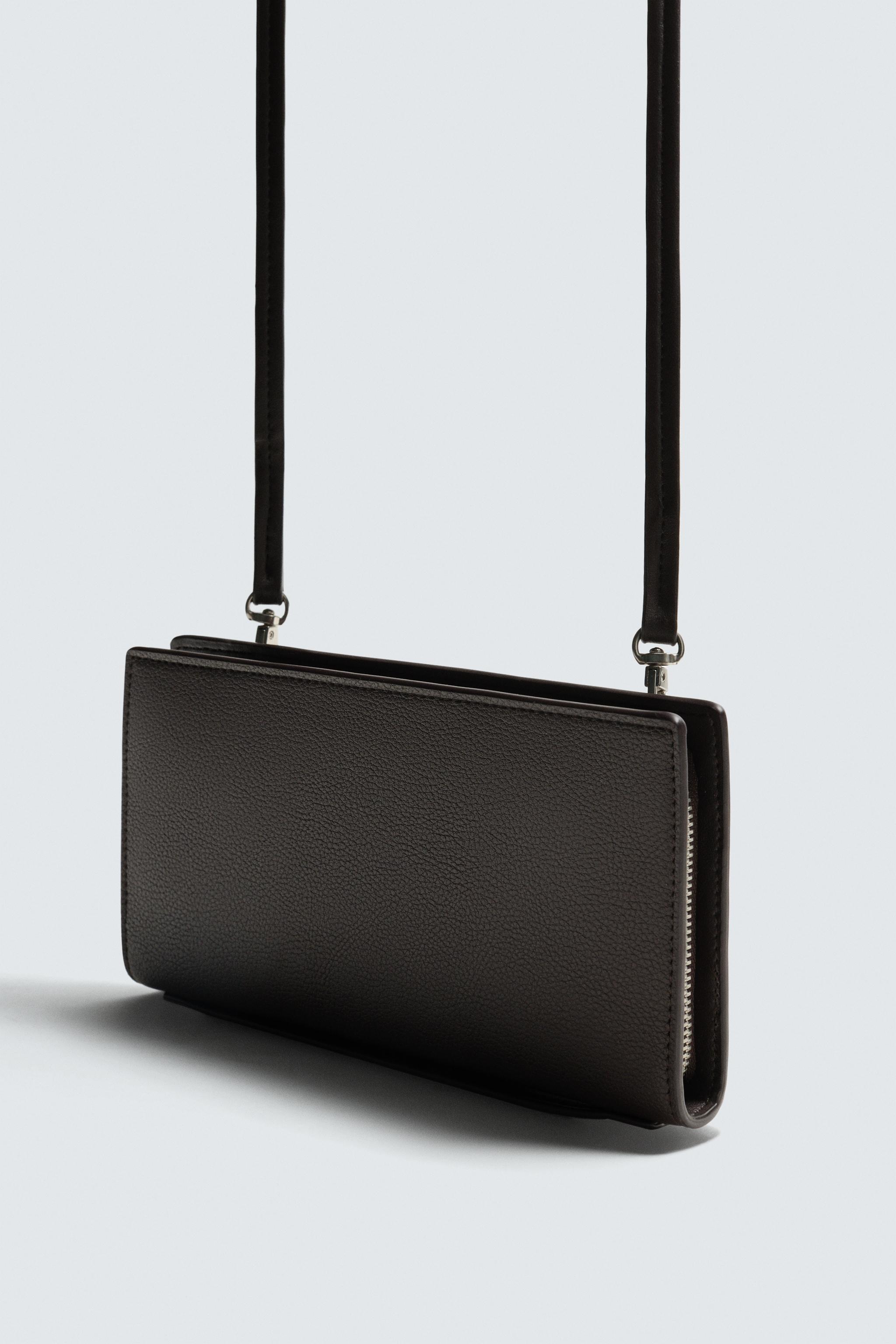 エンボス加工XLクロスボディウォレット - ブラウン | ZARA Japan / 日本