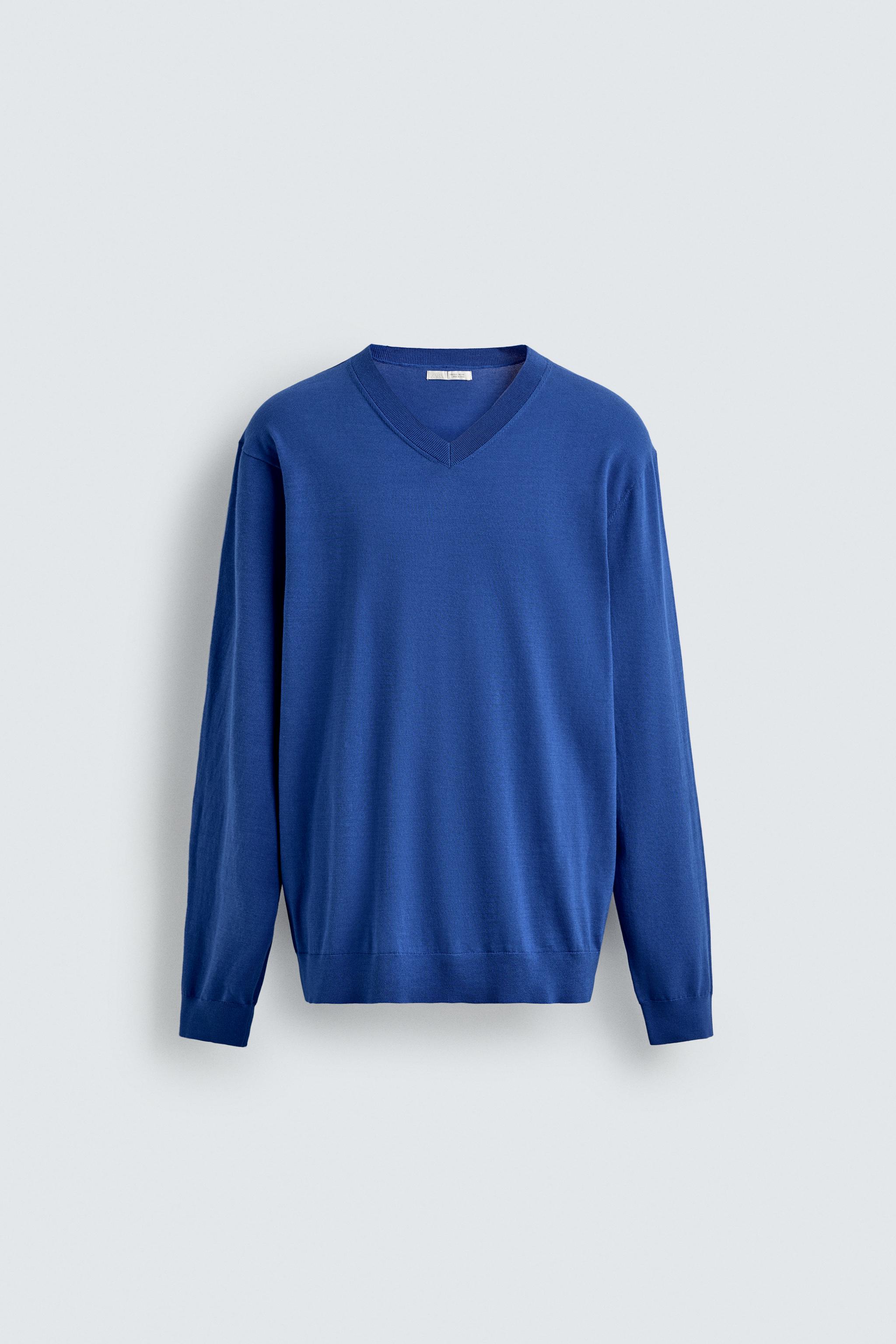 REGULAR FIT COTTON BLEND JUMPER — Bluish