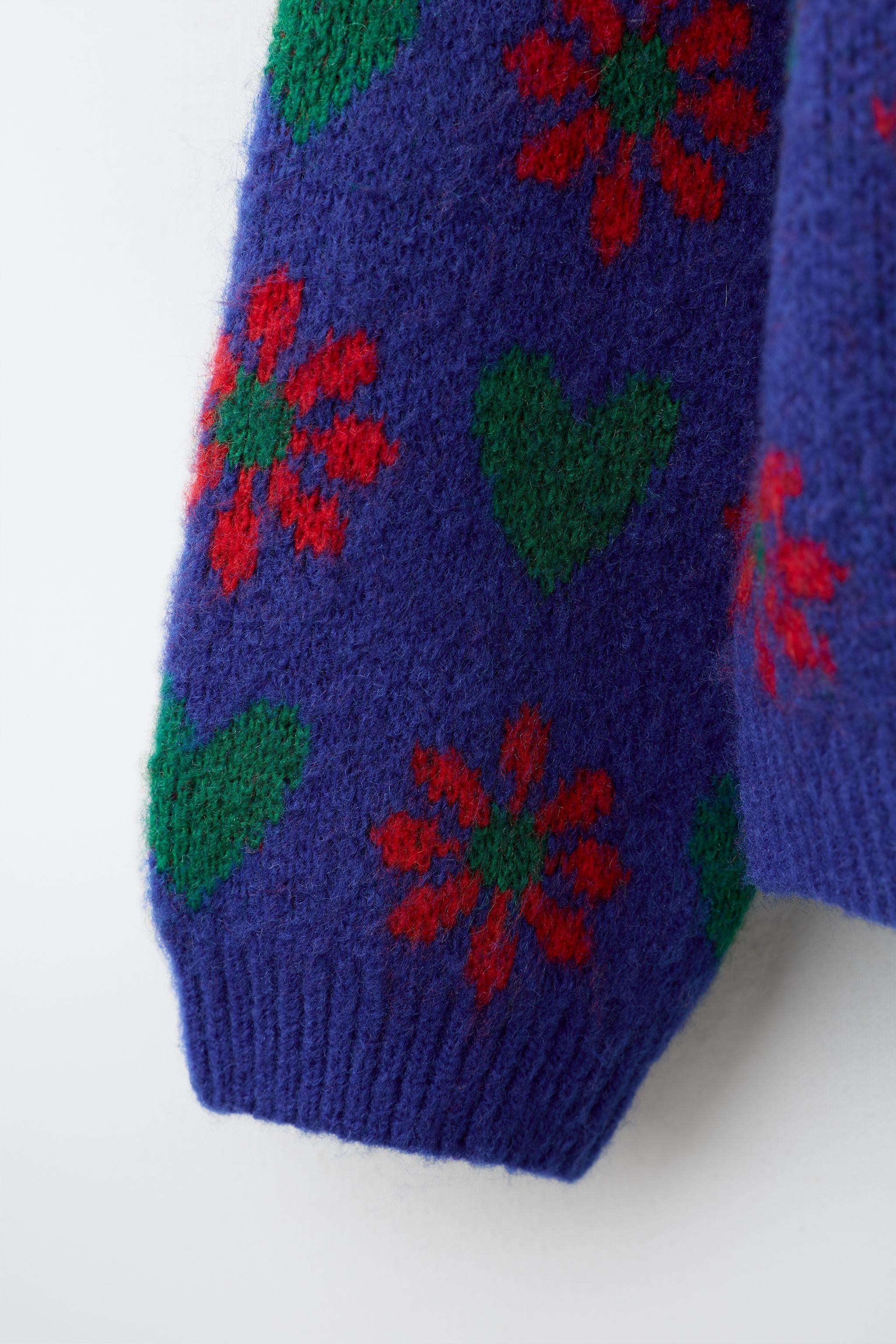 GILET EN MAILLE JACQUARD IMPRIMÉ FLEURS