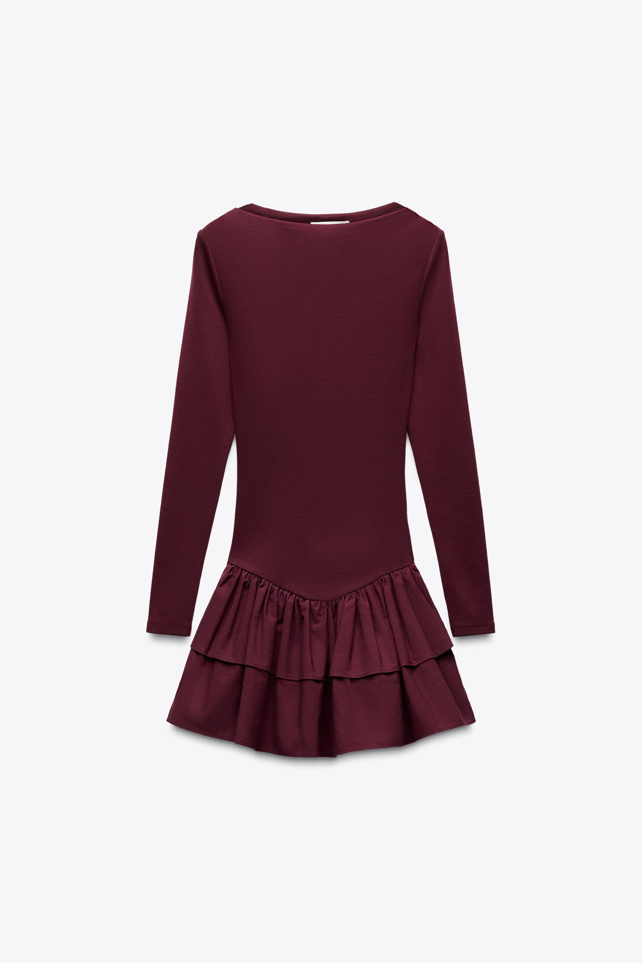 【ZARA】ウォッシュド加工 フリル付きワンピース 0085/300/807 ZARA】ウォッシュド加工 フリル付きワンピース 0085/300/807