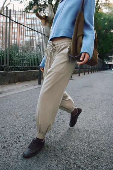 JOGGING TROUSERS WITH ELASTICATED CUFFS - Sand / Marl by Zara