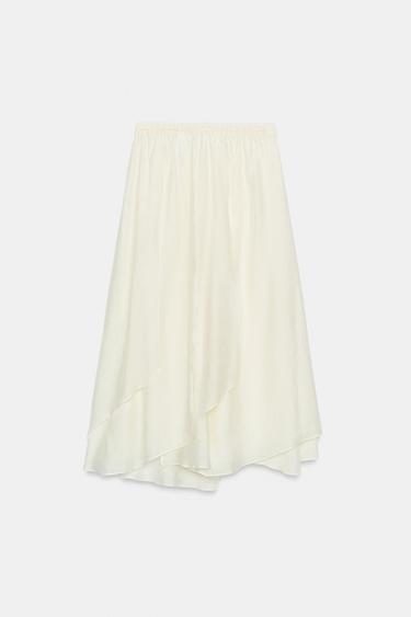ZW COLLECTION FLOWING MIDI SKIRT - Ecru by Zara - Image 5