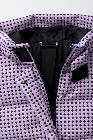 80% DOWN AND 20% FEATHER GEOMETRIC PRINT WATER-RESISTANT AND WINDPROOF RECCO® SYSTEM SKI COLLECTION PUFFER JACKET - Mauve by Zara - Image 7