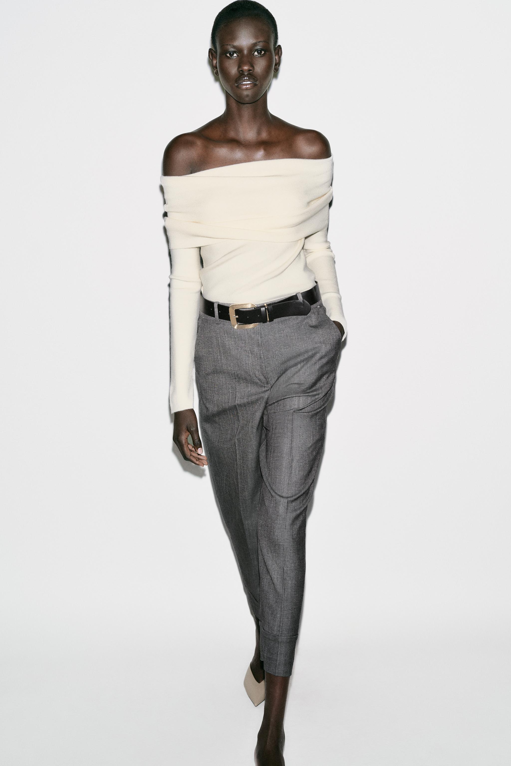 BELTED CUFFED HEM PANTS