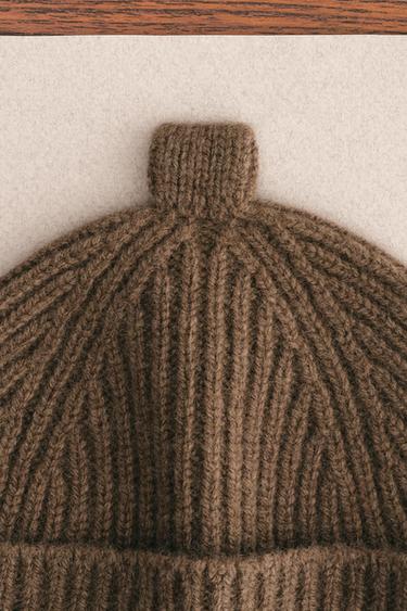 ZARA TIMELESS - 100% WOOL BEANIE - Brown by Zara - Image 1