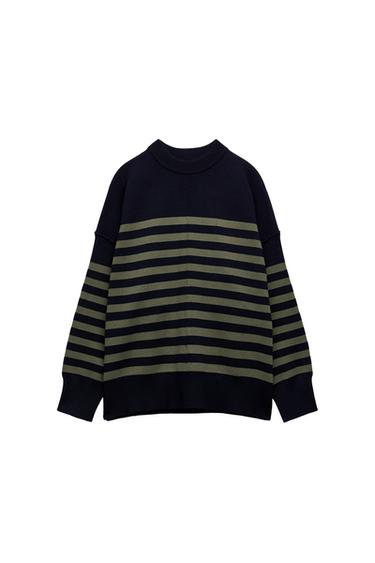STRIPED KNIT SWEATSHIRT