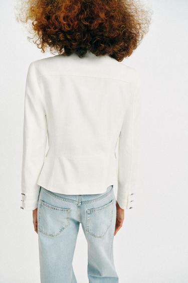 VESTE COL MONTANT BOUTONS - Blanc cassé de Zara - Image 8