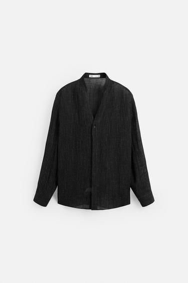 CAMICIA STRUTTURATA SEMITRASPARENTE - Nero di Zara