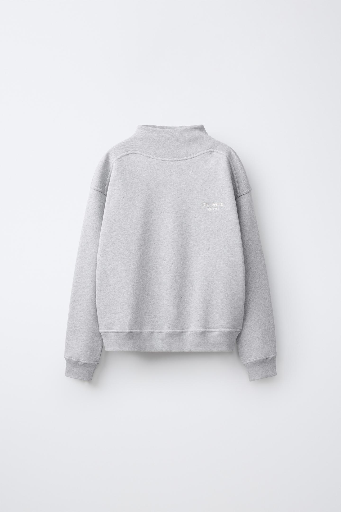 Женская толстовка Zara 0FR. Paris X ZARA Embroidered Cotton Blend, цвет: Серый меланжевый — фото 3