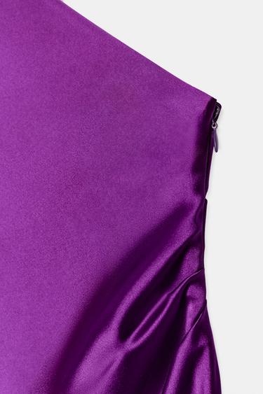 ROBE MI-LONGUE ASYMÉTRIQUE SATINÉE - Violet de Zara - Image 10
