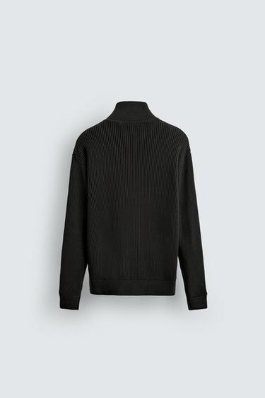 PURL KNIT CARDIGAN WITH ZIP - Khaki by Zara - Image 7