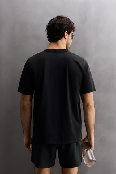 COTTON BLEND TECHNICAL T-SHIRT - Black by Zara - Image 2