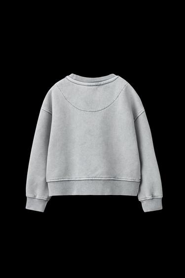 Zara WASHED EFFECT GLITTER STAR SWEATSHIRT - Gray